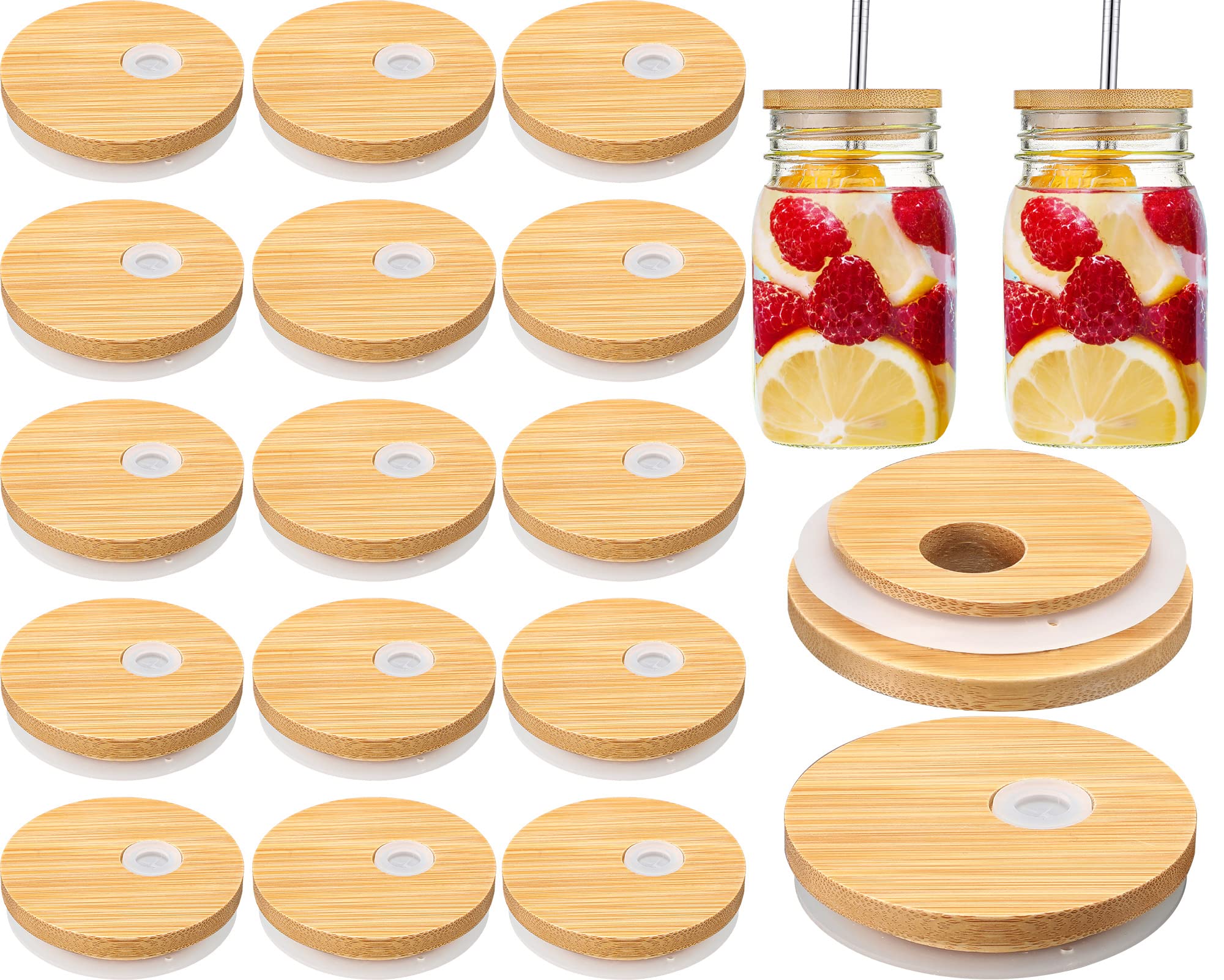 LID KIRARA 3本セット Amazon.com: Sieral 70mm Bamboo Jar Lids with Straw Hole for Glass